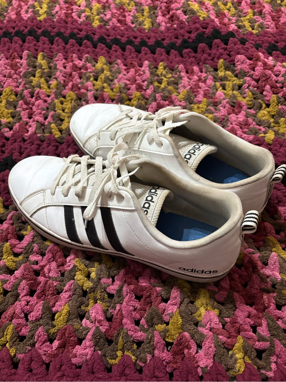 adidas VS Pace White Sneakers with Black Stripes Sz 12